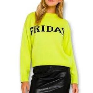 English Factory Neon Yellow 'FRIDAY' Sweater